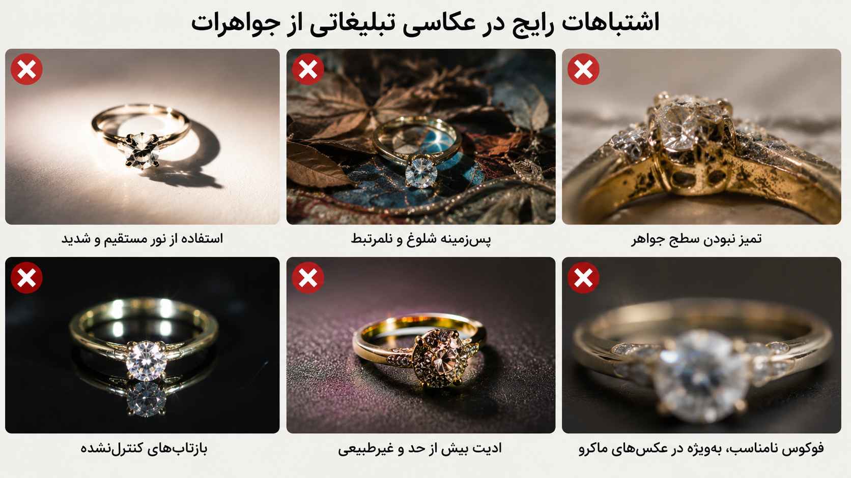 اشتباهات رایج در عکاسی تبلیغاتی از جواهرات